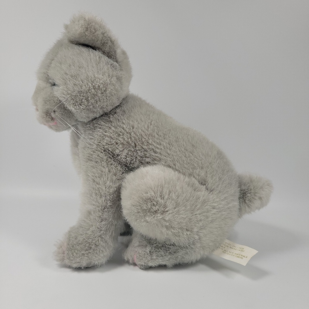 The Summit Collection Gray Cat 9" Plush Sitting Blue Eyes Whiskers VTG 1988 - Picture 3 of 9